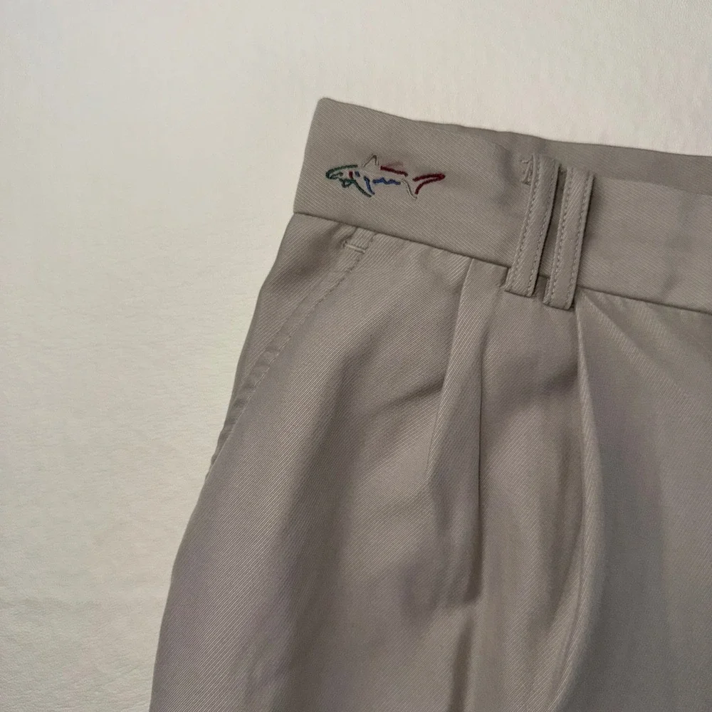 Greg Norman Mens Pleated Golf Shorts Taupe Tan Microfiber Size 36